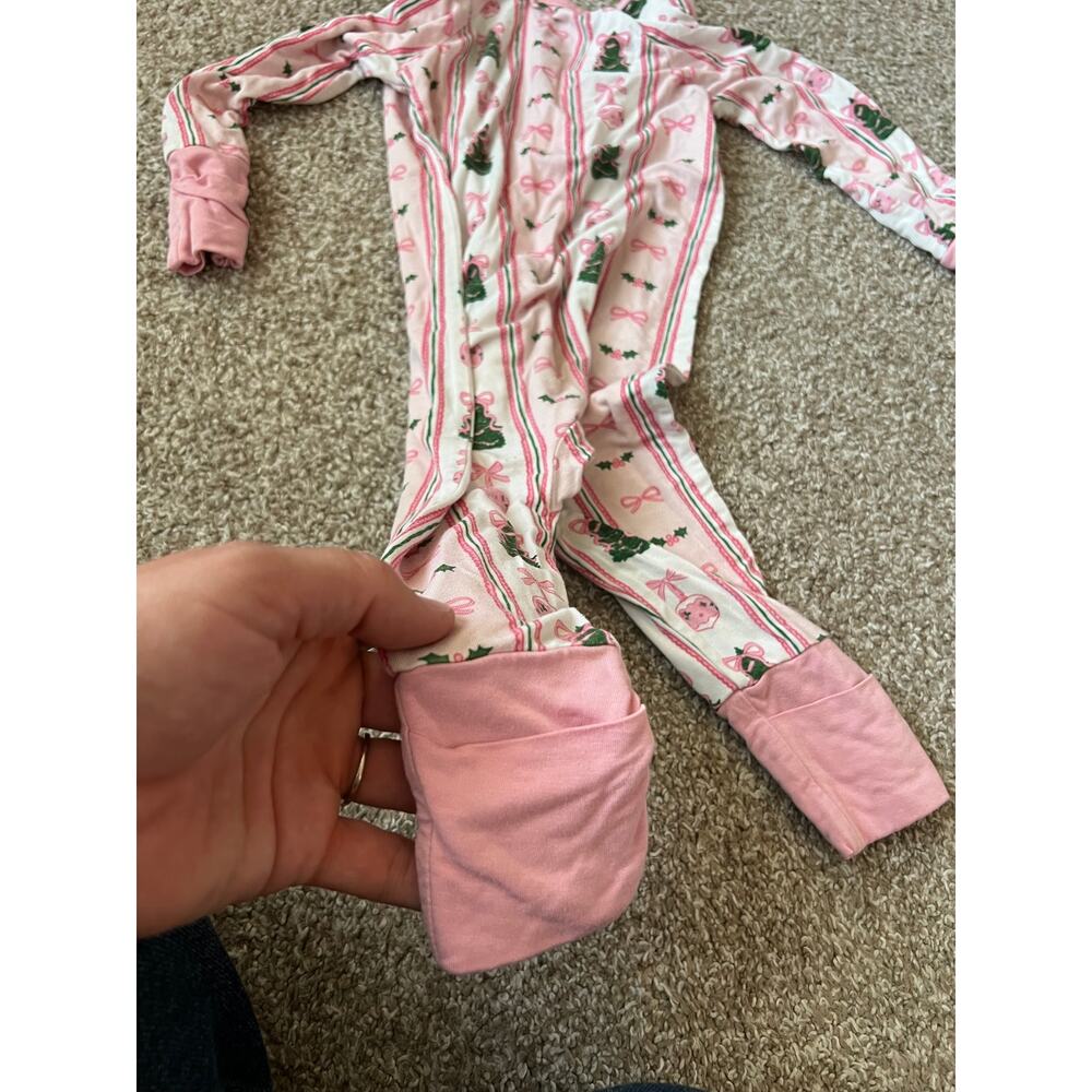 Jammers Girls Pink Christmas Tree Bows Sleeper Pajamas 9-12M - Picture 5 of 6